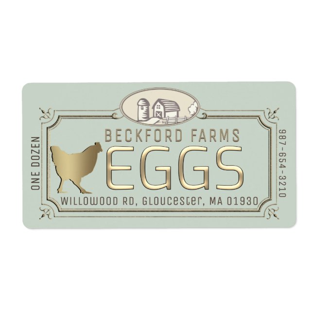 Gold 3D Gerahmtes Eierkarton mit Farm and Hen (Vorne)
