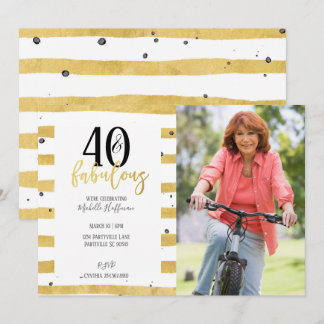 Gold 40 & Fabulous 40. Geburtstags-Party Einladung