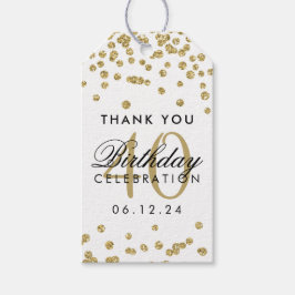 Gold 40. Geburtstag Danke Confetti White Geschenkanhänger