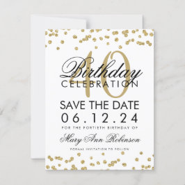 Gold 40. Geburtstag Save the Date Confetti