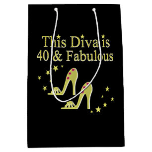 GOLD 40 UND FABULOUS-DESIGN MITTLERE GESCHENKTÜTE