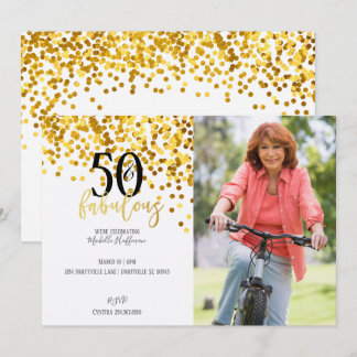 Gold 50 & fabelhafte 50. Geburtstagsparty Einladun Einladung