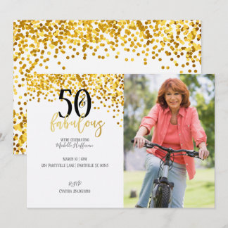 Gold 50 & fabelhafte 50. Geburtstagsparty Einladun Einladung