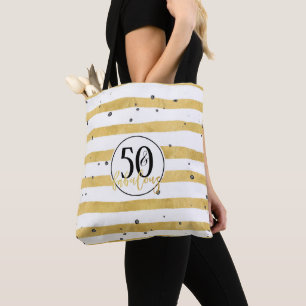 Gold 50 & Fabulous Confetti Tote Bag