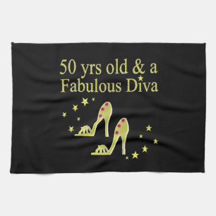 GOLD 50 & FABULOUS DIVA DESIGN GESCHIRRTUCH
