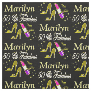 GOLD 50 & FABULOUS PERSONALISIERT FABRIC STOFF