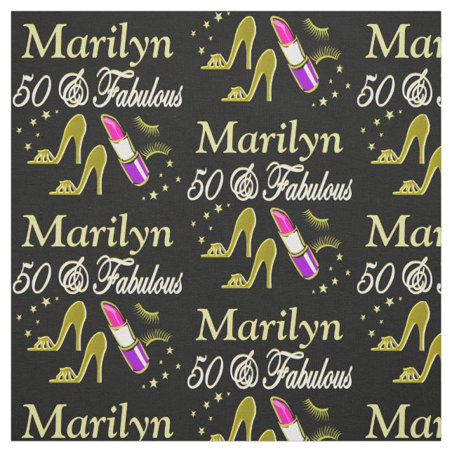 GOLD 50 & FABULOUS PERSONALISIERT FABRIC STOFF (Muster)