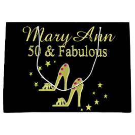 GOLD 50 & FABULOUS SHOE QUEEN GIFT BAG GROßE GESCHENKTÜTE