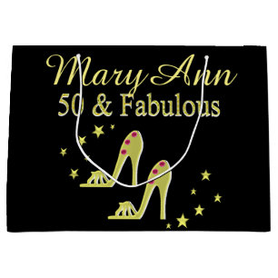 GOLD 50 & FABULOUS SHOE QUEEN GIFT BAG GROßE GESCHENKTÜTE
