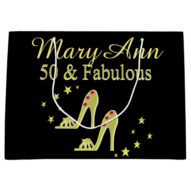 GOLD 50 & FABULOUS SHOE QUEEN GIFT BAG GROßE GESCHENKTÜTE (Vorderseite)