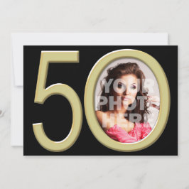 Gold 50. Foto Geburtstag oder andere Party Einladu Einladung
