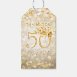 Gold 50. Geburtstag Danke Glam Lights Geschenkanhänger