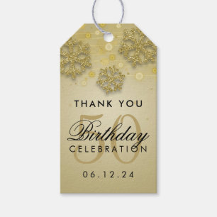 Gold 50. Geburtstag Danke Winter Glitzer Geschenkanhänger