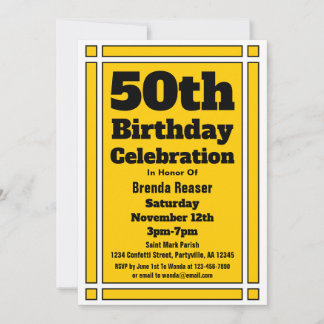 Gold 50. Geburtstag Einladung