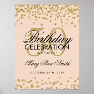 Gold 50. Geburtstag Glitzer Confetti Blush Pink Poster