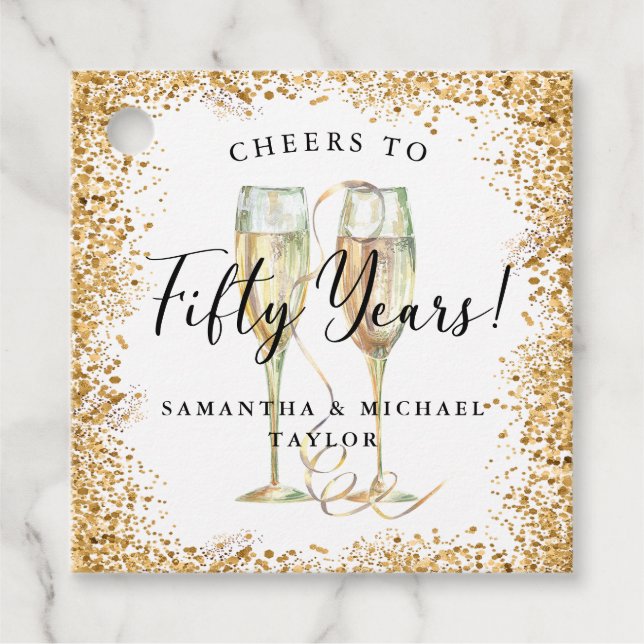 Gold 50. Hochzeitstag Geschenkanhänger (Vorderseite)
