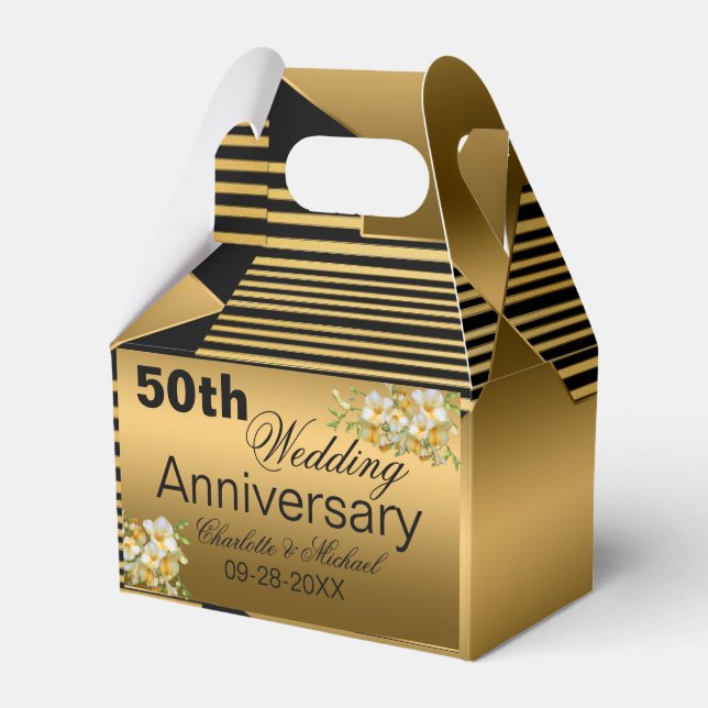 Gold 50. Hochzeitstag Geschenkschachtel (Vorderseite)