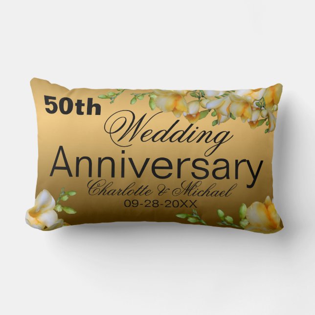 Gold 50. Hochzeitstag Lendenkissen (Vorderseite)