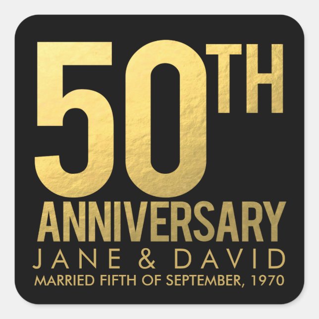 Gold 50 Jahre Personalisierte Stickers (Vorderseite)