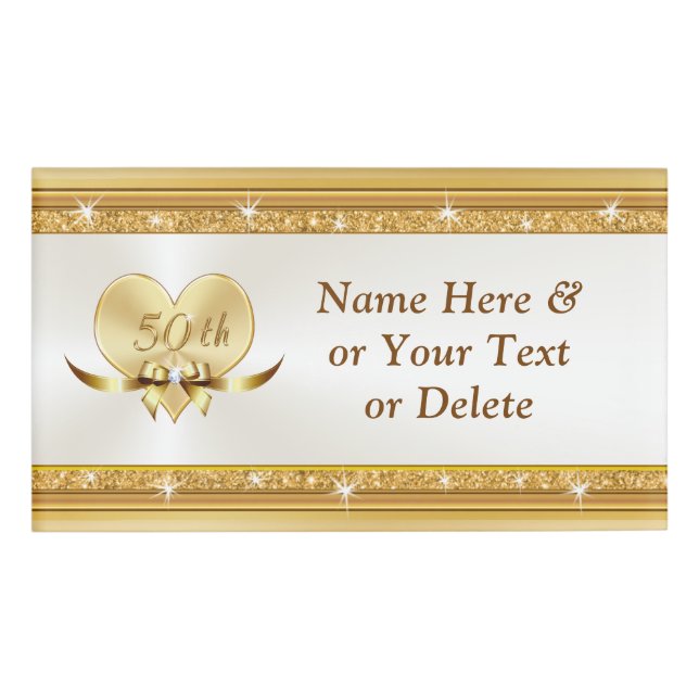 Gold 50-jährige Jubiläumsbezeichnung für benutzerd Namenschild (Vorderseite)