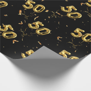 Gold 50 Mylar Balloons und Confetti Geschenkpapier