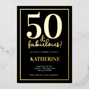 Gold 50 und Fabelhaftes 50. Geburtstags-Folie-Einl Folieneinladung