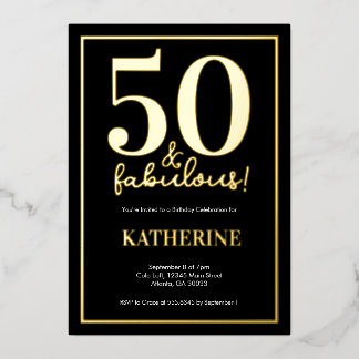Gold 50 und Fabelhaftes 50. Geburtstags-Folie-Einl Folieneinladung