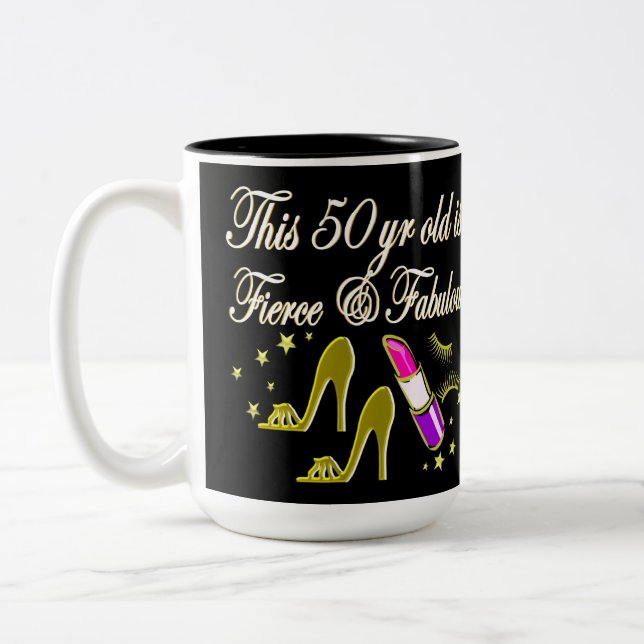 GOLD 50 UND FABULOUS DIVA-DESIGN ZWEIFARBIGE TASSE (Links)