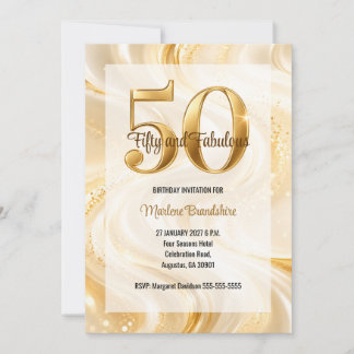 Gold 50 und Fantastischer Geburtstag Einladung