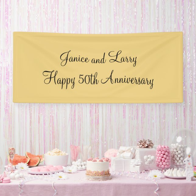 Gold 50th Wedding Anniversary Custom Banner (Party)