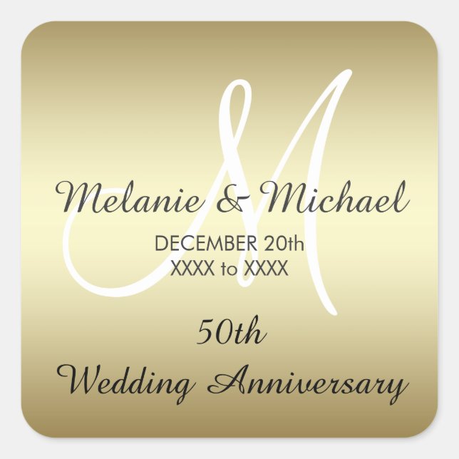 Gold 50th Wedding Anniversary Stickers (Vorderseite)