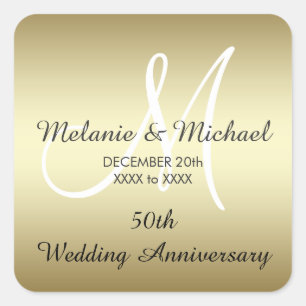 Gold 50th Wedding Anniversary Stickers