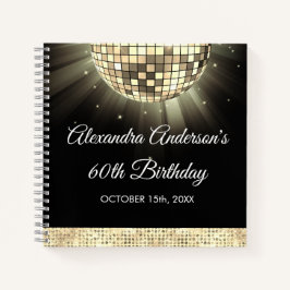 Gold 60. Geburtstag 70. Disco Ball Guest Book Notizbuch