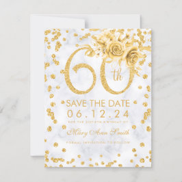 Gold 60. Geburtstag Glam Marmor Save The Date