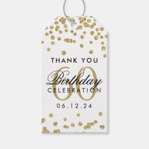 Gold 60. Geburtstag Vielen Dank Glitzer Confetti Geschenkanhänger