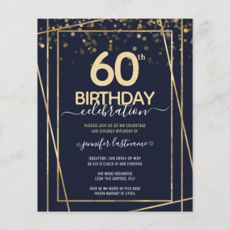 Gold 60. Geburtstagsparty Einladung