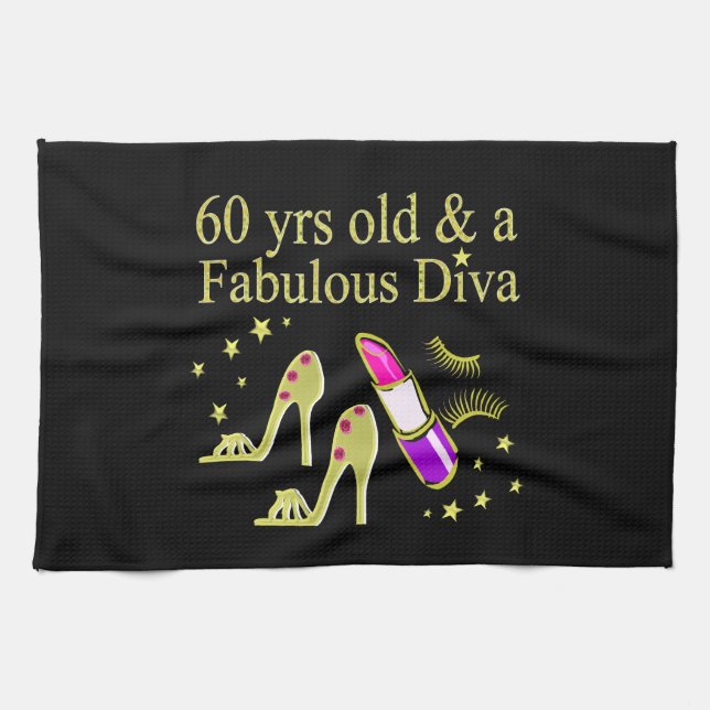 GOLD 60 JRS ALD UND EINE FABULOSE DIVA GESCHIRRTUCH (Horizontal)
