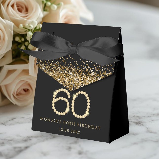Gold 60th Diamonds Birthday Party Geschenkschachtel (Gold Diamonds 60th Birthday Party Favor Boxes)