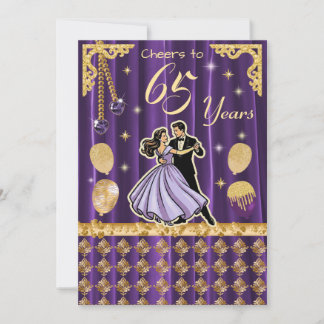 Gold 65th Birthday with Dancing Couples Einladung