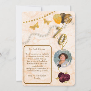 Gold 70. Floral & Marmor Vielen Dank für Ihre Nach Einladung