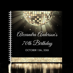 Gold 70. Geburtstag 70. Disco Ball Guest Book Notizbuch