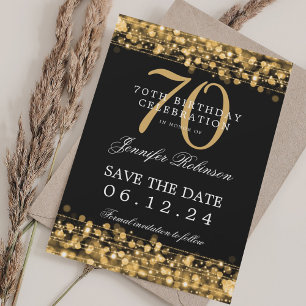 Gold 70. Geburtstag Save the Date Einladung