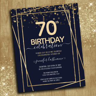 Gold 70. Geburtstagsparty Einladung