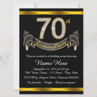 Gold 70. Geburtstagsparty Einladung