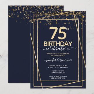 Gold 75. Geburtstagsparty Einladung