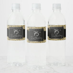 Gold 75. Geburtstagsparty Wasserflasche-Etikett Wasserflaschenetikett