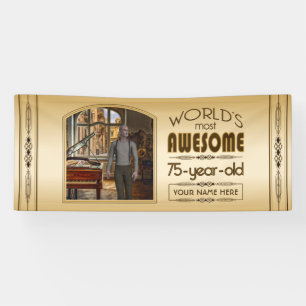 Gold 75. Geburtstagswelt bester Custom Foto Frame Banner