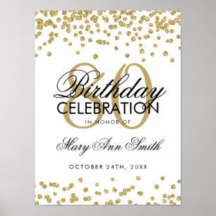Gold 80. Geburtstag Glitzer Confetti Poster