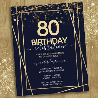 Gold 80. Geburtstagsparty Einladung