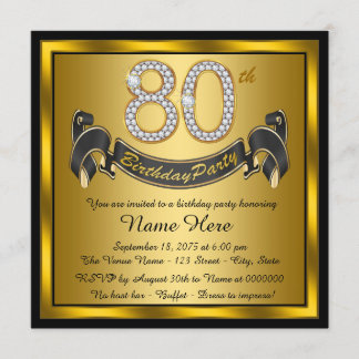 Gold 80. Geburtstagsparty Einladung